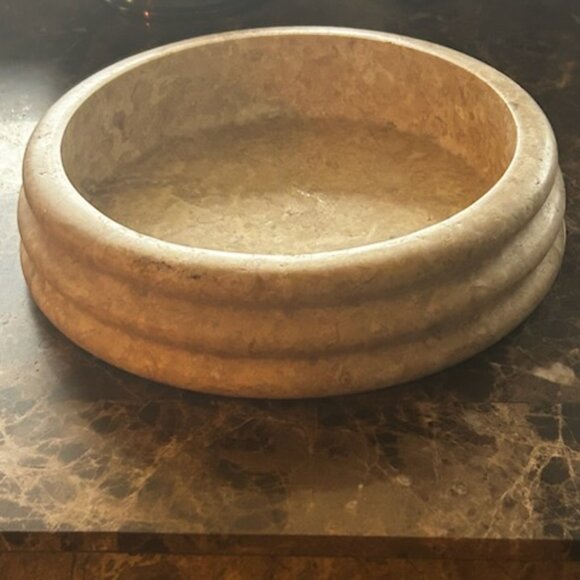 NWT Round Travertine Marble Vanity Jewelry Serving Tray Dish Trinket Organizer - Picture 4 of 9